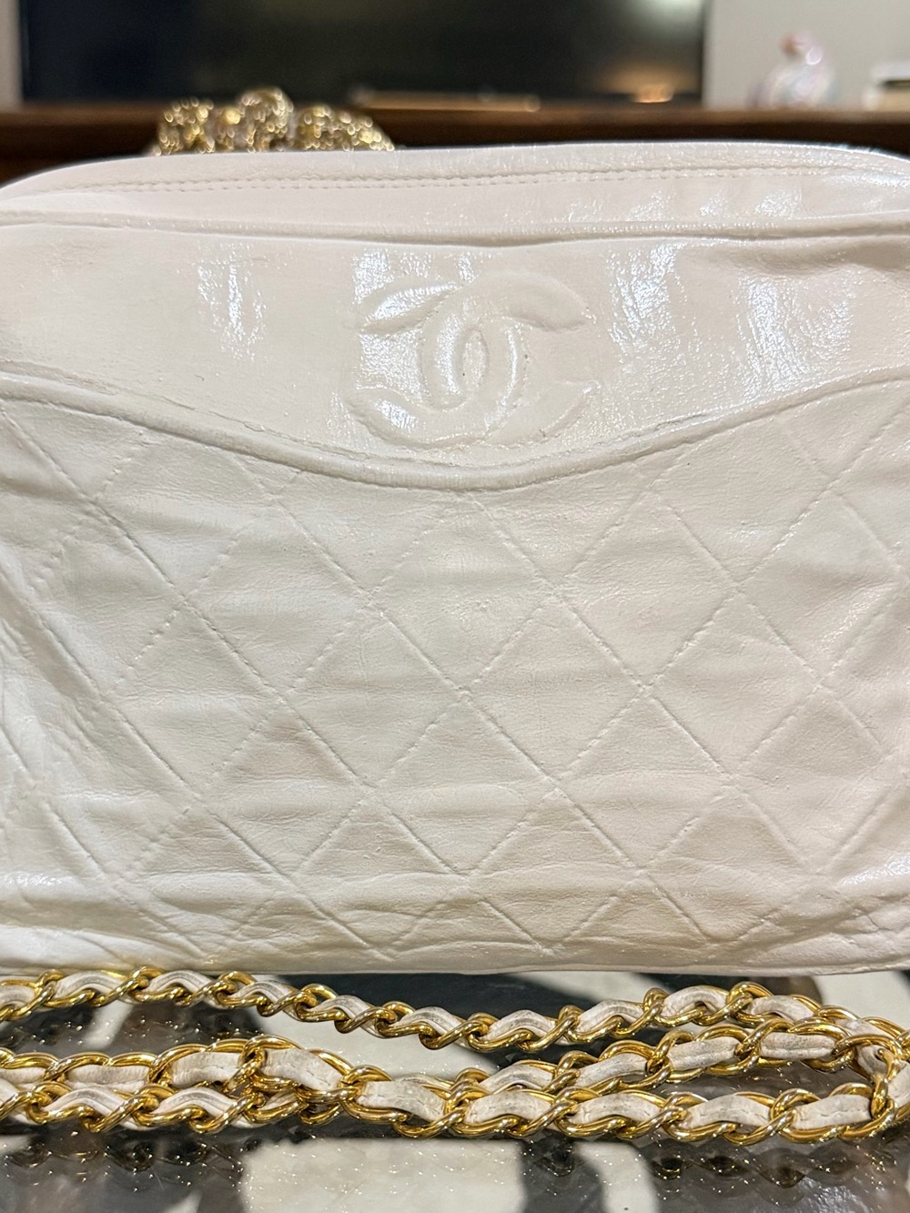Chanel Vintage Tassel Bag White Quilted Lambskin